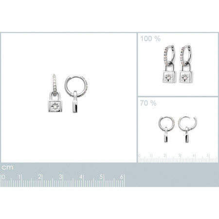 Boucles d'oreilles créoles en argent rhodié et oxydes de zirconium