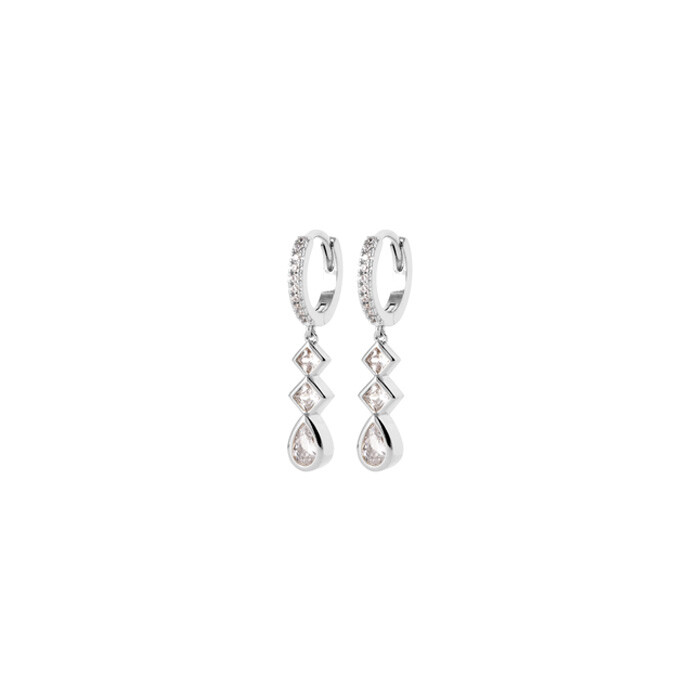 Boucles d'oreilles créoles en argent rhodié et oxydes de zirconium