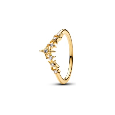 Bague Pandora Moments Diadème Étoilé Dorée en métal doré et oxyde de zirconium, taille 52