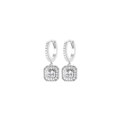 Boucles d'oreilles créoles en argent rhodié et oxydes de zirconium