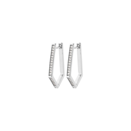 Boucles d'oreilles créoles en argent rhodié et oxydes de zirconium