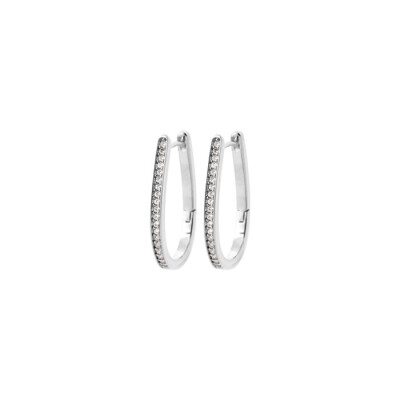 Boucles d'oreilles créoles en argent rhodié et oxydes de zirconium