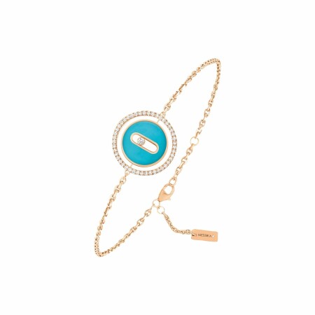 Bracelet Messika Lucky Move en or rose, turquoise et diamants