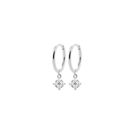 Boucles d'oreilles créoles en argent rhodié et oxydes de zirconium