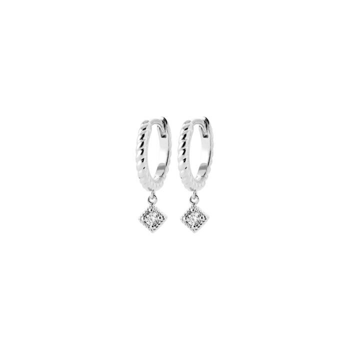 Boucles d'oreilles créoles en argent rhodié et oxyde de zirconium