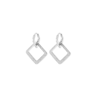 Boucles d'oreilles créoles en argent rhodié et oxyde de zirconium