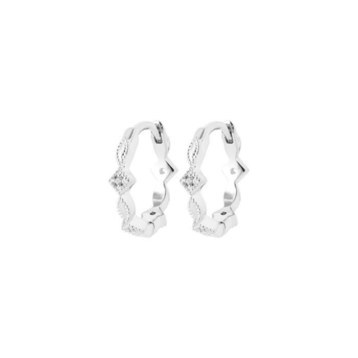 Boucles d'oreilles créoles en argent rhodié et oxyde de zirconium