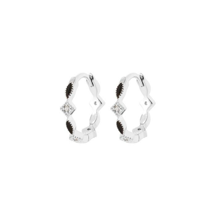 Boucles d'oreilles créoles en argent rhodié et oxyde de zirconium