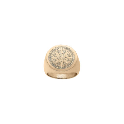 Bague en acier et PVD doré, taille 66