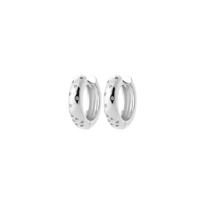 Boucles d'oreilles créoles en argent rhodié et oxyde de zirconium