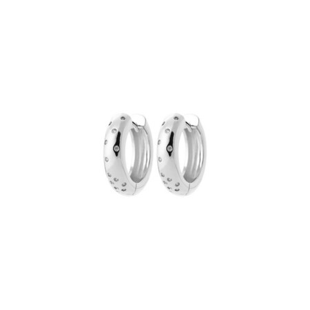 Boucles d'oreilles créoles en argent rhodié et oxyde de zirconium