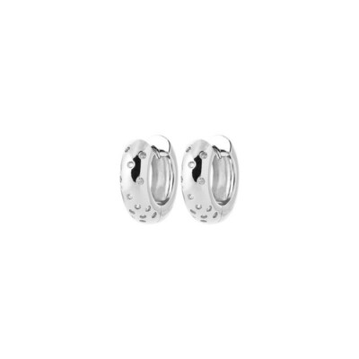 Boucles d'oreilles créoles en argent rhodié et oxyde de zirconium