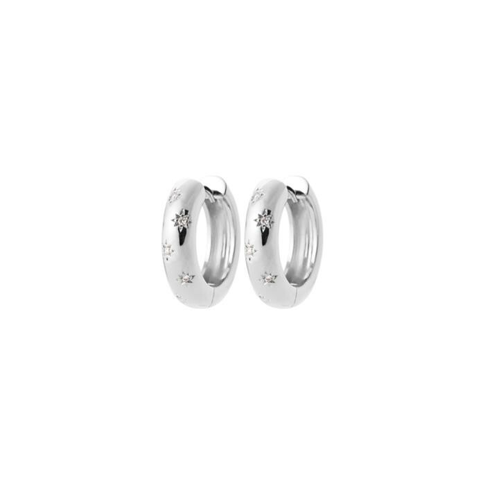 Boucles d'oreilles créoles en argent rhodié et oxyde de zirconium