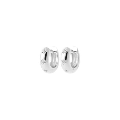 Boucles d'oreilles créoles en argent rhodié et oxyde de zirconium