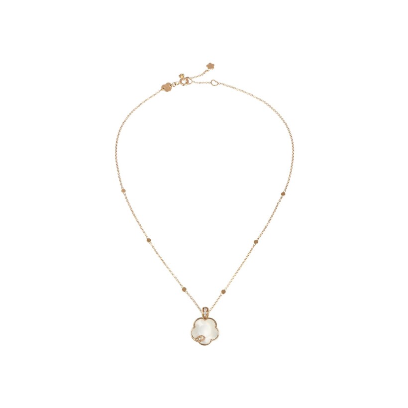 Pasquale Bruni Petit Joli Lunaire necklace, pink gold, mother-of-pearl, moon stone, white and champagne diamonds