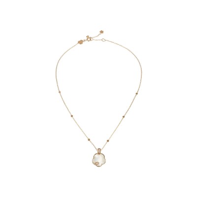 Collier Pasquale Bruni Petit Joli Lunaire en or rose, nacre, pierre de lune blanche et diamants blancs et champagne