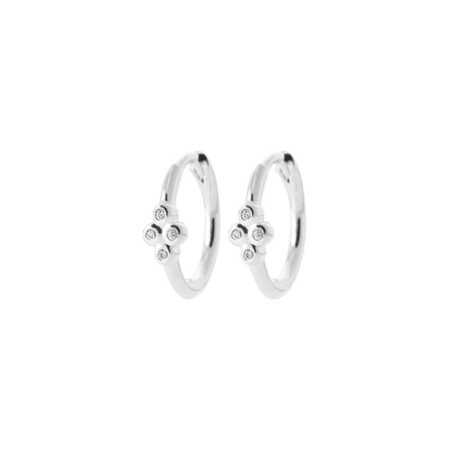 Boucles d'oreilles créoles en argent rhodié et oxyde de zirconium