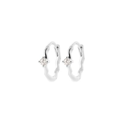 Boucles d'oreilles créoles en argent rhodié et oxyde de zirconium