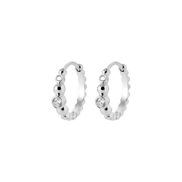 Boucles d'oreilles créoles en argent rhodié et oxyde de zirconium