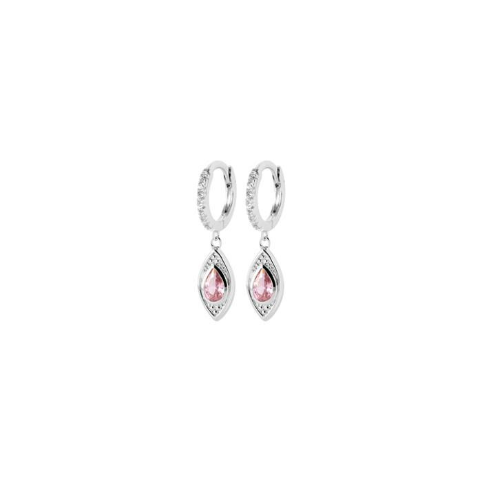 Boucles d'oreilles créoles en argent rhodié et oxyde de zirconium