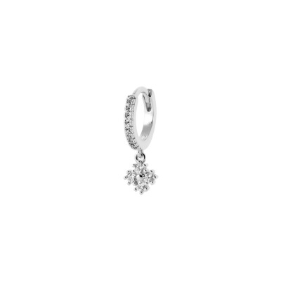 Créole en argent rhodié et oxyde de zirconium