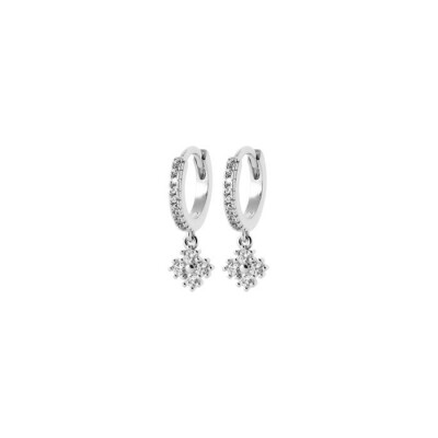 Boucles d'oreilles créoles en argent rhodié et oxyde de zirconium