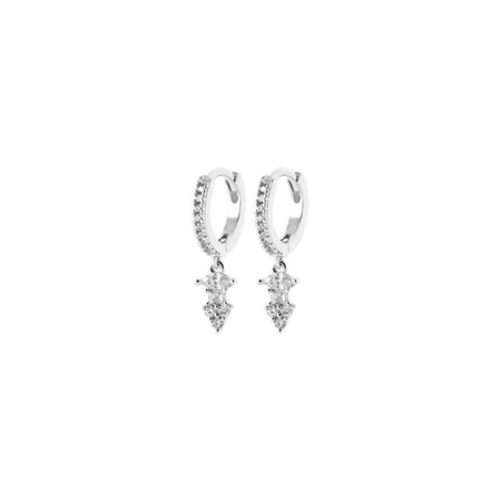 Boucles d'oreilles créoles en argent rhodié et oxyde de zirconium