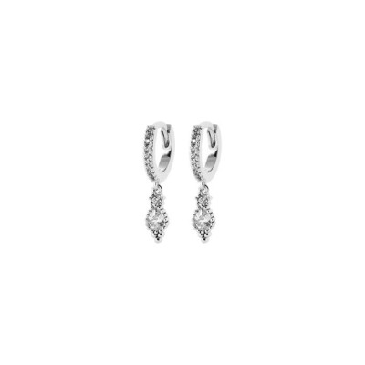 Boucles d'oreilles créoles en argent rhodié et oxyde de zirconium