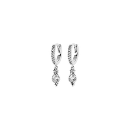 Boucles d'oreilles créoles en argent rhodié et oxyde de zirconium