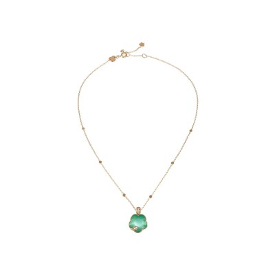 Pasquale Bruni Petit Joli Lunaire necklace, pink gold, green agate, moon stone, white and champagne diamonds