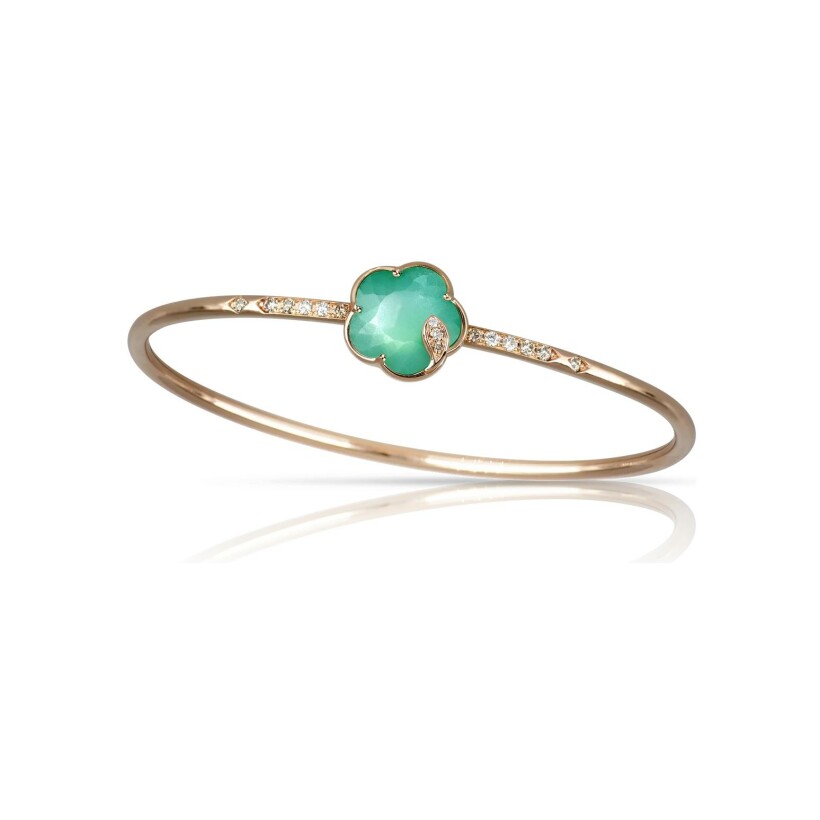 Pasquale Bruni Petit Joli Lunaire bracelet, pink gold, green agate, moon stone, white and champagne diamonds