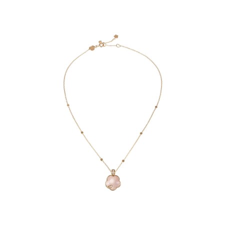 Collier Pasquale Bruni Petit Joli Lunaire en or rose, calcédoine rose, pierre de lune blanche et diamants blancs et champagne