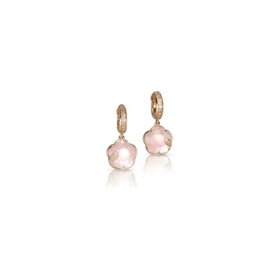 Boucles d'oreilles Pasquale Bruni Petit Joli Lunaire en or rose, pierre de lune, calcédoine et diamants blancs et champagne