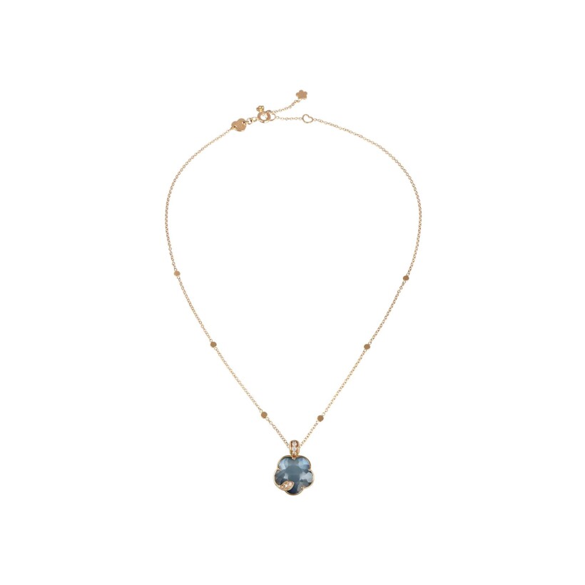 Collier Pasquale Bruni Petit Joli Lunaire en or rose, onyx, pierre de lune blanche et diamants blancs et champagne