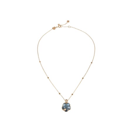 Collier Pasquale Bruni Petit Joli Lunaire en or rose, onyx, pierre de lune blanche et diamants blancs et champagne