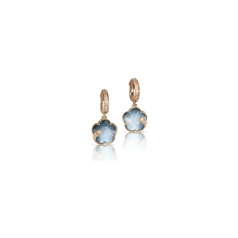 Pasquale Bruni Petit Joli Lunaire earrings, pink gold, onyx, moon stone, white and champagne diamonds