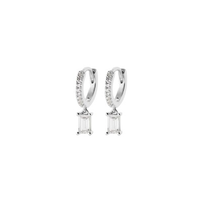 Boucles d'oreilles créoles en argent et oxydes de zirconium