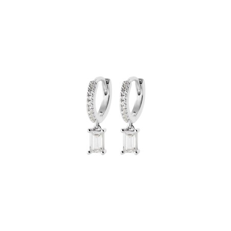 Boucles d'oreilles créoles en argent et oxydes de zirconium