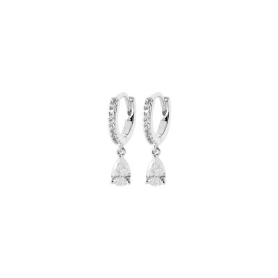 Boucles d'oreilles créoles en argent et oxydes de zirconium