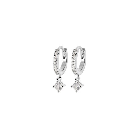 Boucles d'oreilles créoles en argent et oxydes de zirconium