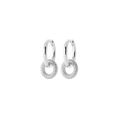 Boucles d'oreilles créoles en argent et oxydes de zirconium