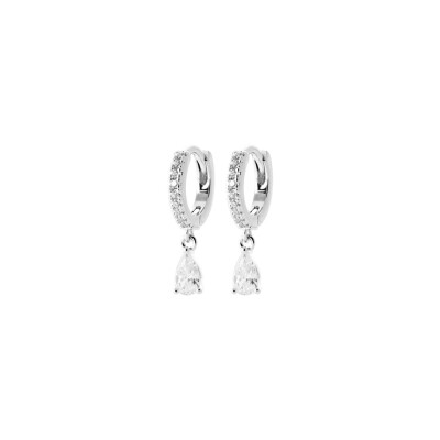 Boucles d'oreilles créoles en argent et oxyde de zirconium