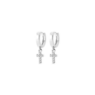 Boucles d'oreilles créoles en argent et oxyde de zirconium