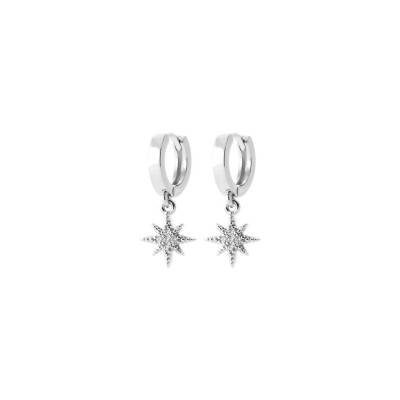 Boucles d'oreilles créoles en argent et oxyde de zirconium