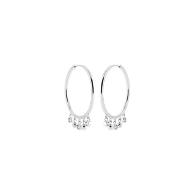 Boucles d'oreilles créoles en argent et oxyde de zirconium