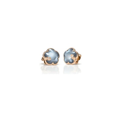 Boucles d'oreilles Pasquale Bruni Petit Joli Lunaire en or rose, onyx, pierre de lune et diamants