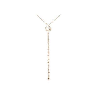 Collier cravate Pasquale Bruni Ton Joli Lunaire en or rose, doublet de nacre et pierre de lune blanche, diamants blancs et champagne