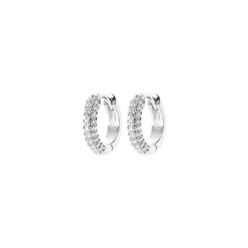 Boucles d'oreilles créoles en argent et oxyde de zirconium