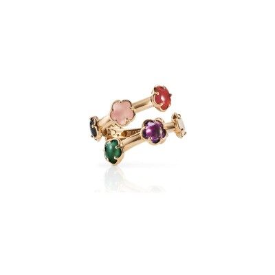 Bague Pasquale Bruni Figlia Dei Fiori en or rose, agate, cornaline, onyx, pierre de lune, calcédoine, citrine, améthyste, topaze Bleu London et diamants