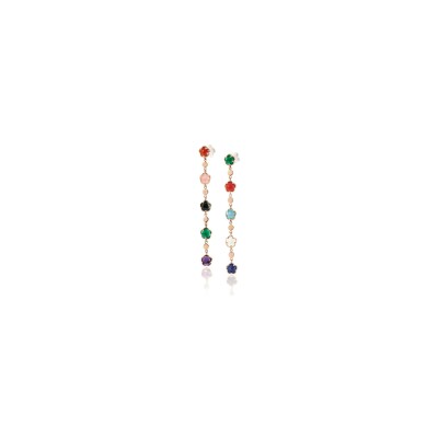 Boucles d'oreilles Pasquale Bruni Figlia Dei Fiori en or rose, agate, cornaline, onyx, pierre de lune, calcédoine, améthyste, lapis lazuli, turquoise et diamants